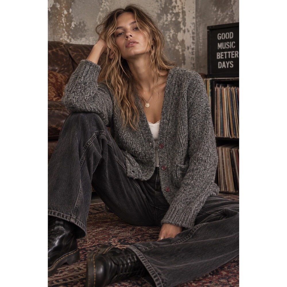 YMC Kurt Cardigan Mohair Wool Blend Gray Grunge Sweater M